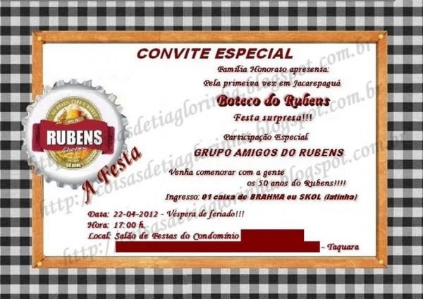 Convite Para Festa De Boteco Convite Para Festa De Boteco