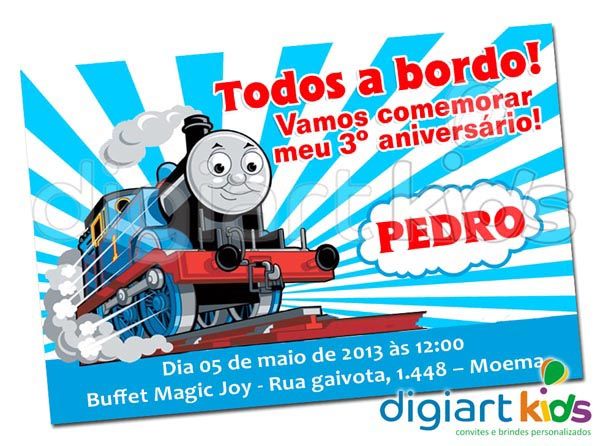 Convite Personalizado Thomas E Seus Amigos Mod 03 Convite Personalizado Thomas E Seus Amigos Mod 03