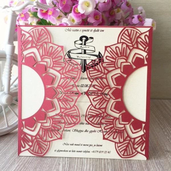 12 Pcs Red Pearl Paper Crafts Picrced Flor Projeto Personalizado