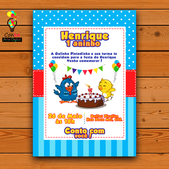 Convite Galinha Pintadinha (menino) Convite Galinha Pintadinha (menino)
