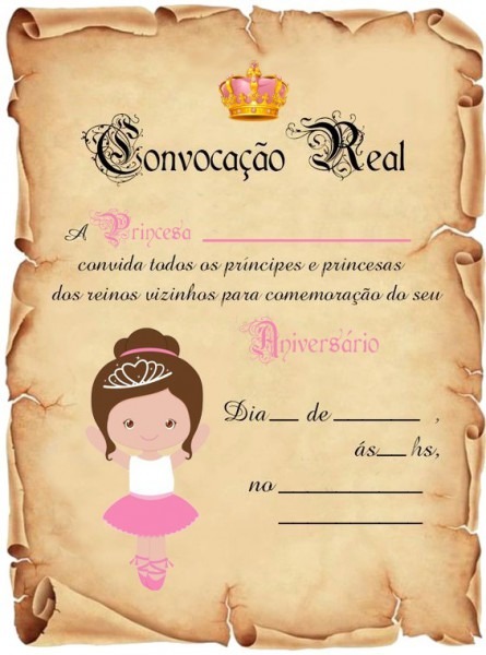 20 Convite Pergaminho Para Aniversário De Bailarina 20 Convite Pergaminho Para Aniversário De Bailarina