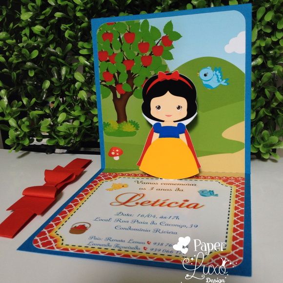 Convite Pop Up 3d Branca De Neve Surpreenda Seus Convidados Com Convite Pop Up 3d Branca De Neve Surpreenda Seus Convidados Com