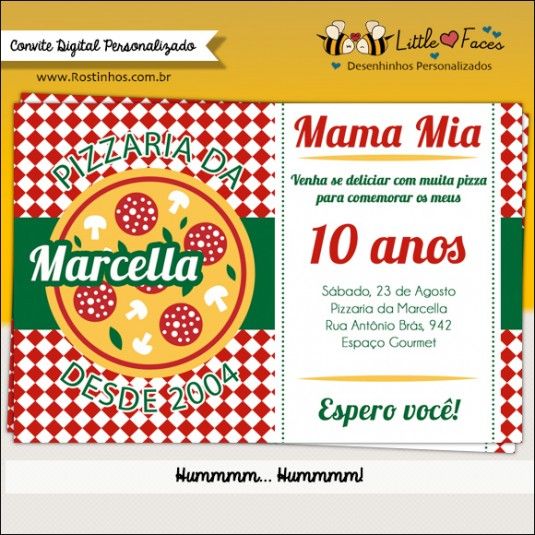 Oba! Tem Pizza Hummmm! Um Convite Super Fofo Para Festa De Oba! Tem Pizza Hummmm! Um Convite Super Fofo Para Festa De