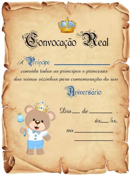 30 Convite Pergaminho Ursinho PrÃncipe 30 Convite Pergaminho Ursinho PrÃncipe