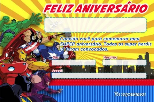 Convite Vingadores 60 Ideias IncrÃveis & Modelos Para Imprimir Convite Vingadores 60 Ideias IncrÃveis & Modelos Para Imprimir