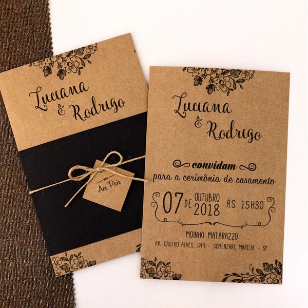 Convite De Casamento Rústico Em Papel Kraft Convite De Casamento Rústico Em Papel Kraft