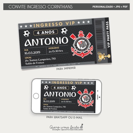 Convite Ingresso Corinthians Convite Ingresso Corinthians