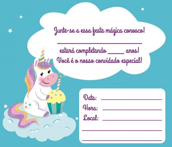 15 Convites De Unicórnio Para Preencher E Imprimir â Modelos De 15 Convites De Unicórnio Para Preencher E Imprimir â Modelos De