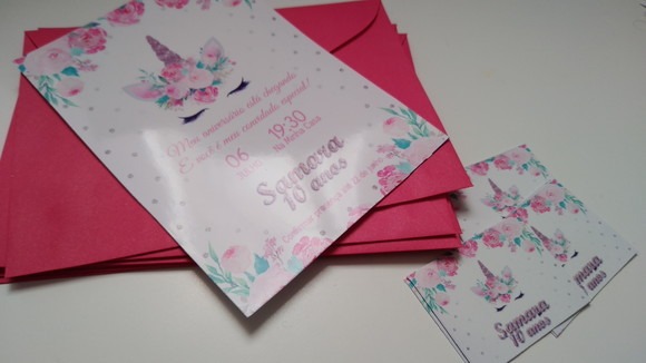 50 Convite 10x15 Com Envelope Adesivos Unicornio 50 Convite 10x15 Com Envelope Adesivos Unicornio