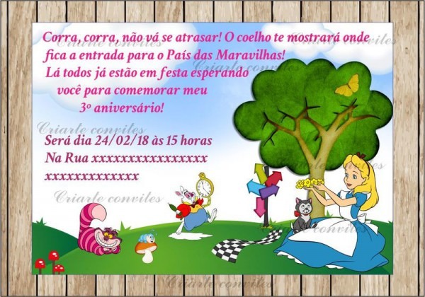 Convite Aniversário Infantil Alice No PaÃs Das Maravilhas Por Convite Aniversário Infantil Alice No PaÃs Das Maravilhas Por