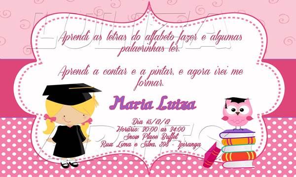 Convite De Formatura Infantil Continue Vendo Convite De Formatura Infantil Continue Vendo