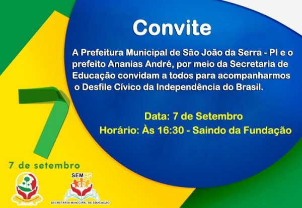 Convite Da Prefeitura Para 7 De Setembro Convite Da Prefeitura Para 7 De Setembro