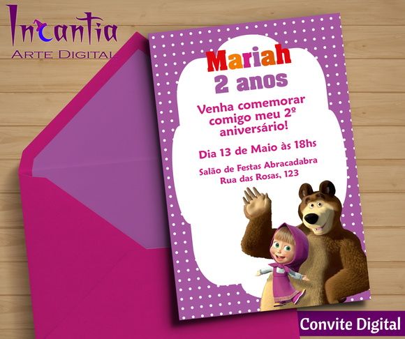 Arte Digital Convite Masha E O Urso Arte Digital Convite Masha E O Urso
