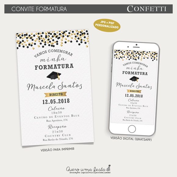 Convite Formatura Confetti Convite Formatura Confetti