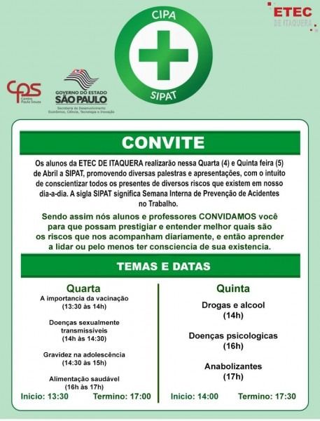 Convite Para Participa O Da Sipat Convite Para Participa O Da Sipat