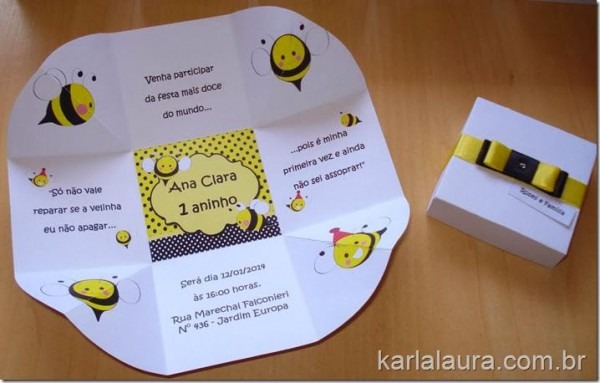 Convite Infantil â Caixa De Montar Abelhinha Convite Infantil â Caixa De Montar Abelhinha