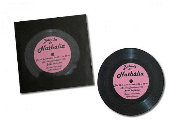 Convite Em Forma De Disco De Vinil, Impresso Em Papel Especial Convite Em Forma De Disco De Vinil, Impresso Em Papel Especial