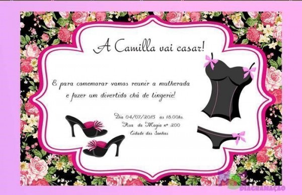 Modelos De Convites De Chá De Lingerie Modelos De Convites De Chá De Lingerie