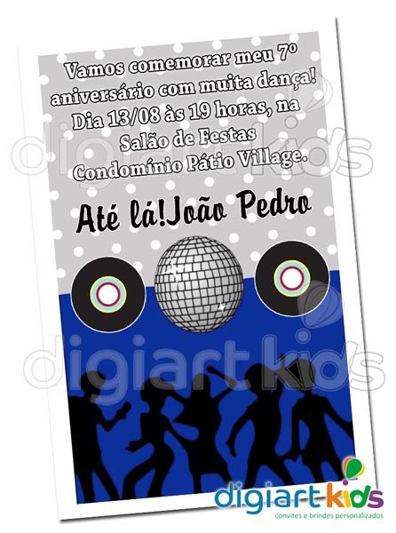 Convite Personalizado Discoteca Mod 02 Convite Personalizado Discoteca Mod 02