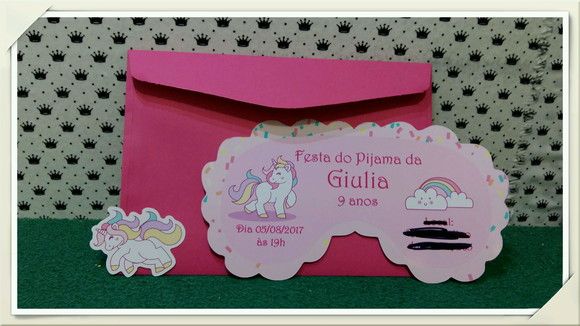 Convite Festa Do Pijama Unicórnio Convite Festa Do Pijama Unicórnio