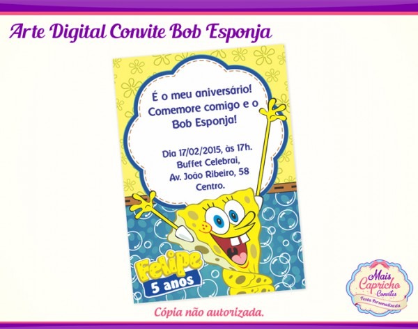 Arte Convite Digital Bob Esponja No Elo7 Arte Convite Digital Bob Esponja No Elo7
