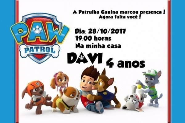 Arte Convite Digital Patrulha Canina Arte Convite Digital Patrulha Canina