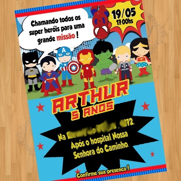 Arte Convite Digital Virtual Super Herois Cute Baby Arte Convite Digital Virtual Super Herois Cute Baby