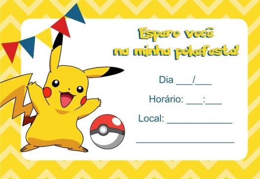 Convites Pokémon Imprimir Amarelo Pikachu Convites Pokémon Imprimir Amarelo Pikachu