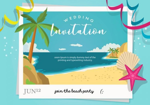 Vetor Do Convite Do Casamento Da Festa Da Praia