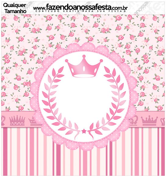 Molde Quadrado Qualquer Tamanho Coroa De Princesa Rosa Floral Molde Quadrado Qualquer Tamanho Coroa De Princesa Rosa Floral