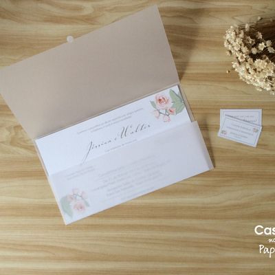 Convite De Casamento Translúcido Floral Jéssica Convite De Casamento Translúcido Floral Jéssica