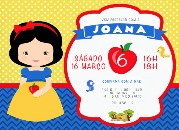 Convite De Aniversário Branca De Neve Convite De Aniversário Branca De Neve