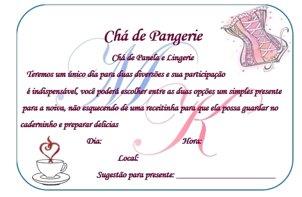 Convite Chá De Pangerie Diy Convite Chá De Pangerie Diy