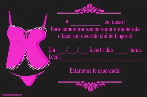 Convite Chá De Lingerie! Convite Chá De Lingerie!