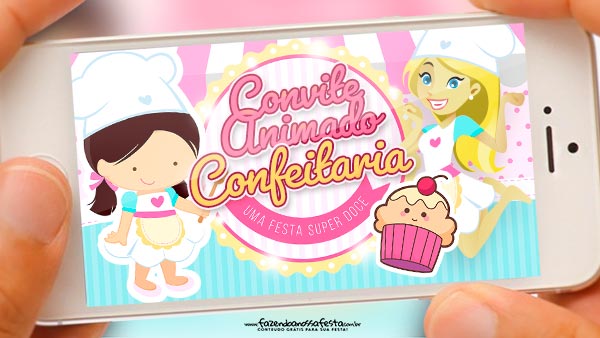 Convite Animado Confeitaria Personalize Você Mesma Convite Animado Confeitaria Personalize Você Mesma