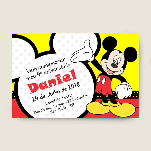 Convite Aniversario Infantil Mickey Mouse Convite Aniversario Infantil Mickey Mouse