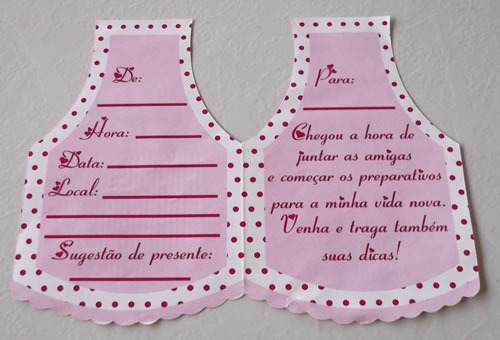 Convite Cha Cozinha Rosa Marrom (10 Convites) Convite Cha Cozinha Rosa Marrom (10 Convites)