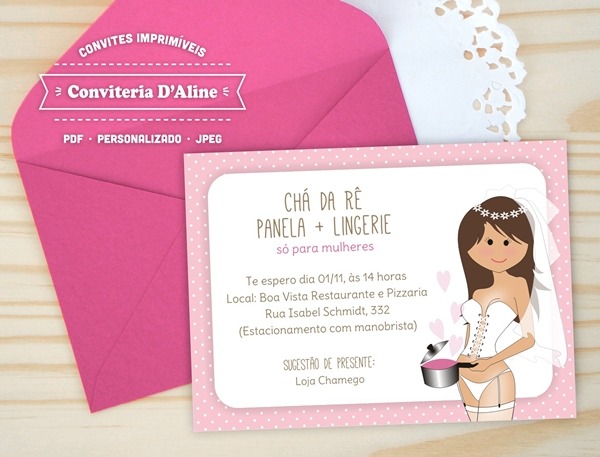 Convite Chá De Lingerie Convite Chá De Lingerie