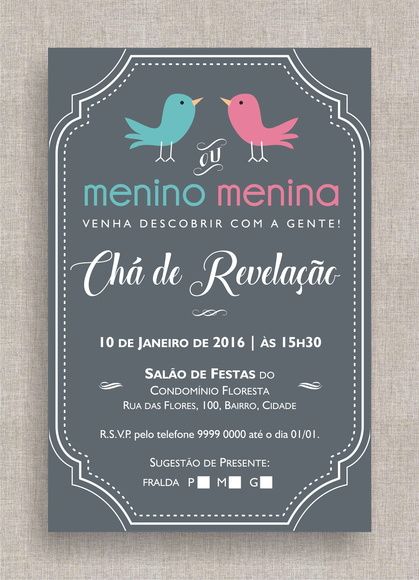 Convite De Chá De Revelação Convite De Chá De Revelação
