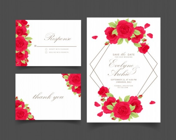 Convite De Casamento Floral Com Rosa Vermelha Convite De Casamento Floral Com Rosa Vermelha