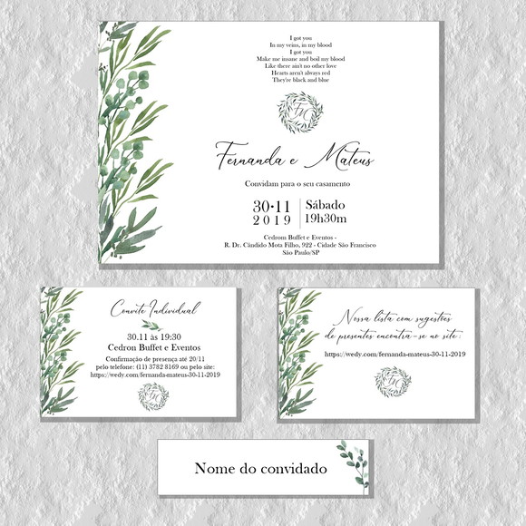 Convite De Casamento Folhagem Convite De Casamento Folhagem