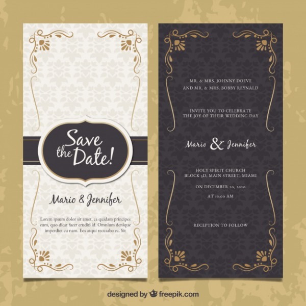 Convite De Casamento Frente E Verso Em Estilo Vintage Convite De Casamento Frente E Verso Em Estilo Vintage
