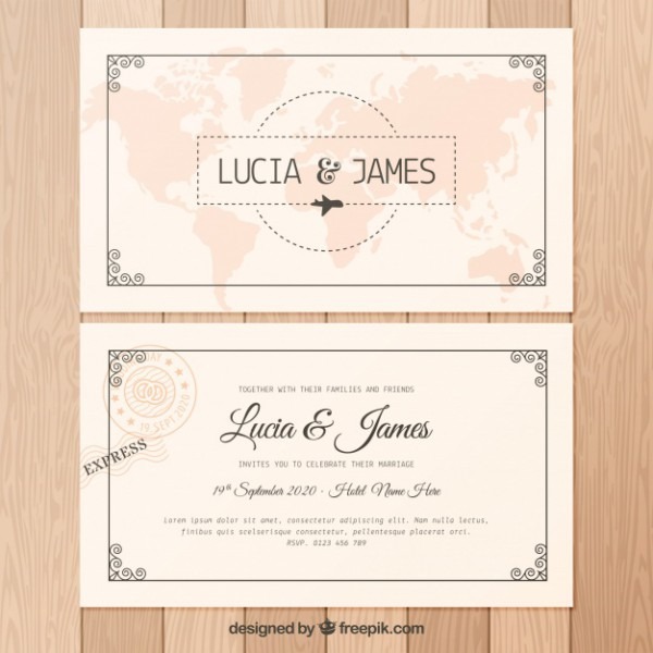 Convite De Casamento Frente E Verso Em Estilo Vintage Convite De Casamento Frente E Verso Em Estilo Vintage