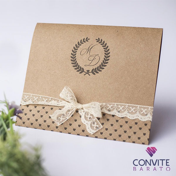Convite De Casamento Rústico Com Renda Convite De Casamento Rústico Com Renda