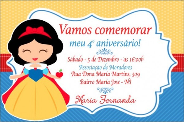 Convite Digital Branca De Neve Cute No Elo7 Convite Digital Branca De Neve Cute No Elo7
