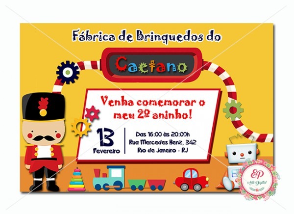 Convite Digital FÃ¡brica De Brinquedos No Elo7