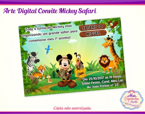 Convite Digital Mickey Safari Convite Digital Mickey Safari
