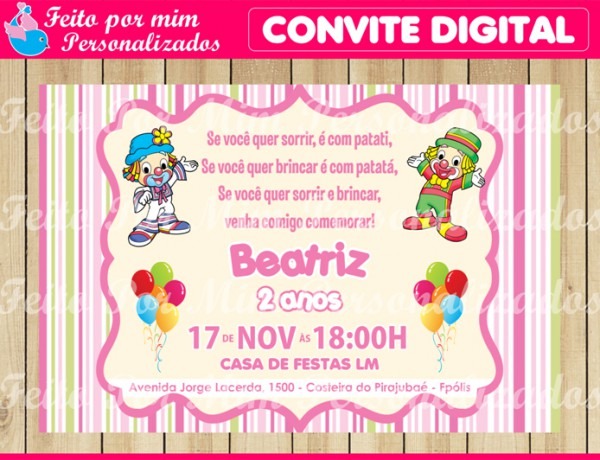Convite Digital Patati Patata Menina Convite Digital Patati Patata Menina