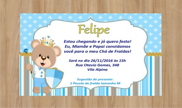 Convite Digital Ursinho PrÃncipe No Elo7 Convite Digital Ursinho PrÃncipe No Elo7