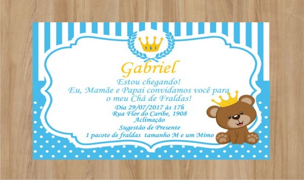 Convite Digital Ursinho Rei No Elo7 Convite Digital Ursinho Rei No Elo7